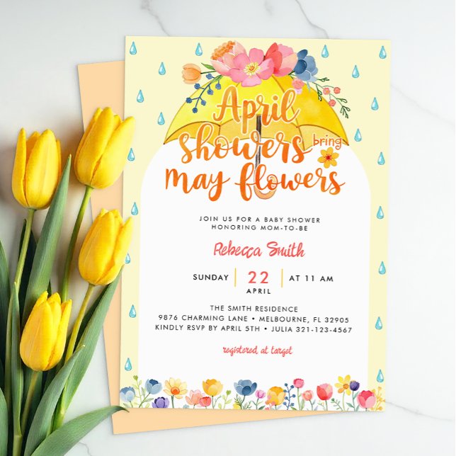Duschen April bringen Mai Blume Baby Dusche Invita Einladung (Spring Baby Shower Invitation)