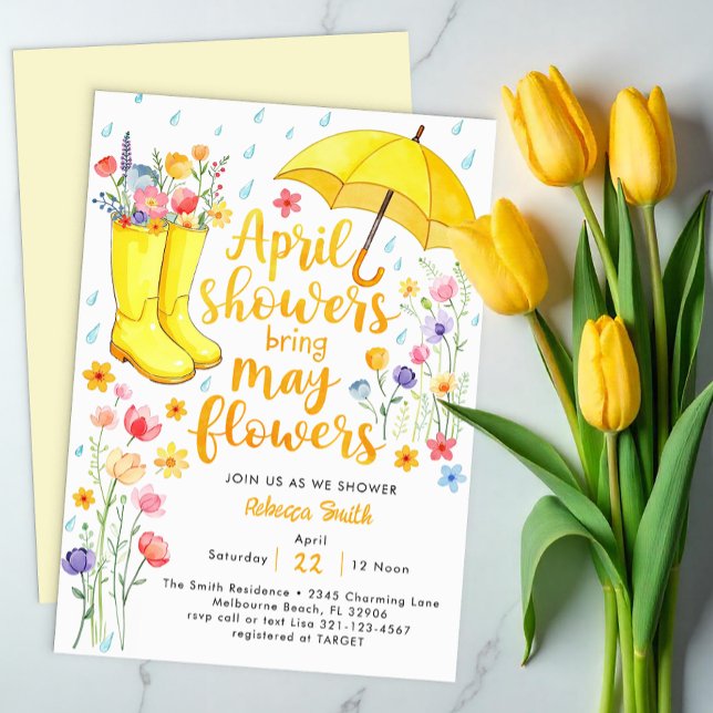 Duschen April bringen Mai Blume Baby Dusche Invita Einladung (April showers bring May Flowers Baby Shower Invitations)