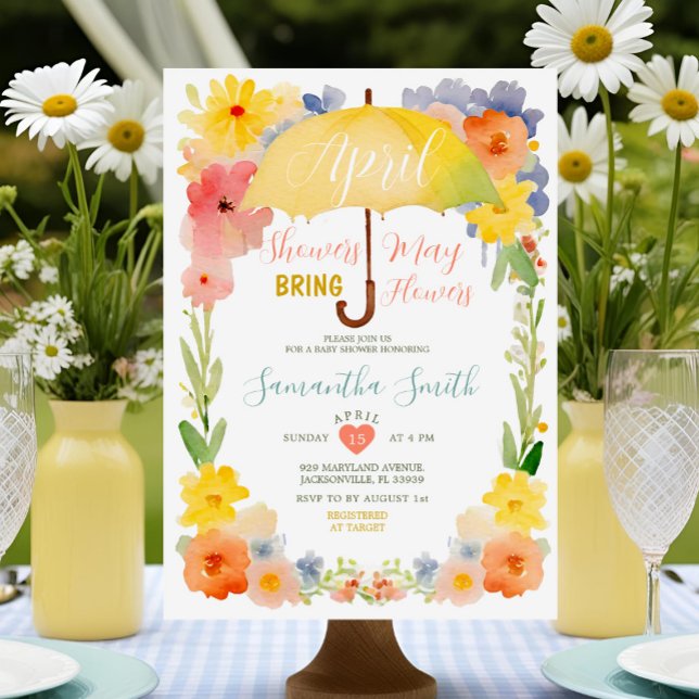 Duschen aus farbenfrohen April Gelb Regenschirm Ba Einladung (Von Creator hochgeladen)