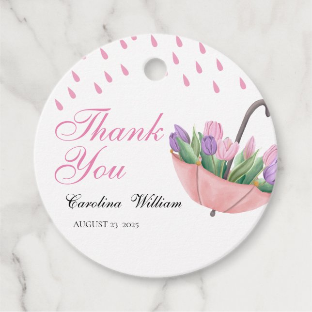 Duschen aus rosa April bringen May-Blume-Babydusch Geschenkanhänger (Vorderseite)