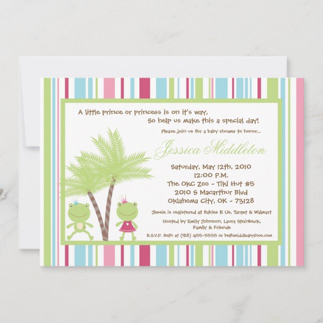 Duschen-Einladung 12x18 Frosch-Prinz-Prinzessin Einladung (Vorderseite)