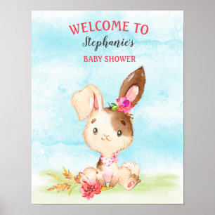 Duschfarm für Wasserfarben Girl Bunny Baby Poster