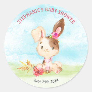 Duschfarm für Wasserfarben Girl Bunny Baby Runder Aufkleber