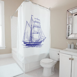 Duschgel mit schicker Wasserblauer Segelschiff Duschvorhang