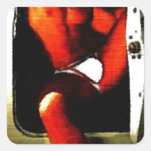 Duschkabine Dusche Hunk Quadratischer Aufkleber