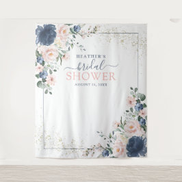 Duschkabine mit blauer Rosa Blütendusche Foto Wandteppich