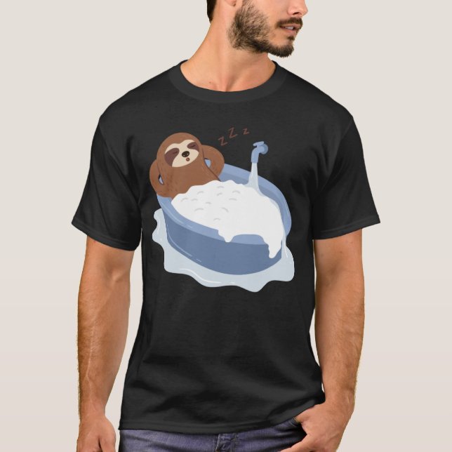 Duschkabine Schlafen Niedlich müde Lazy Sloth T-Shirt (Vorderseite)