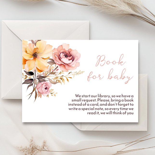 Duschkarte für Mädchen in Rosa Begleitkarte (Blush pink and peach peonies watercolor girl baby shower invitation )