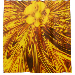 Duschvorhang Abstrakte Linien Gelbe Blume