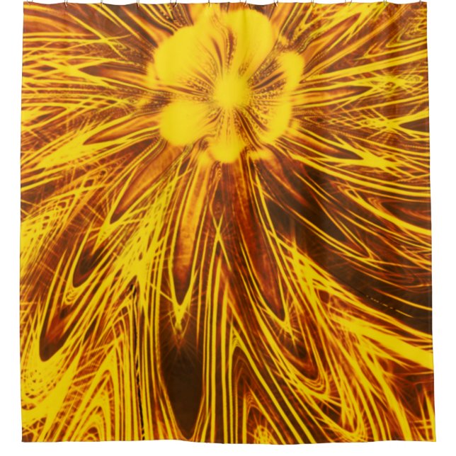 Duschvorhang Abstrakte Linien Gelbe Blume (Vorderseite)