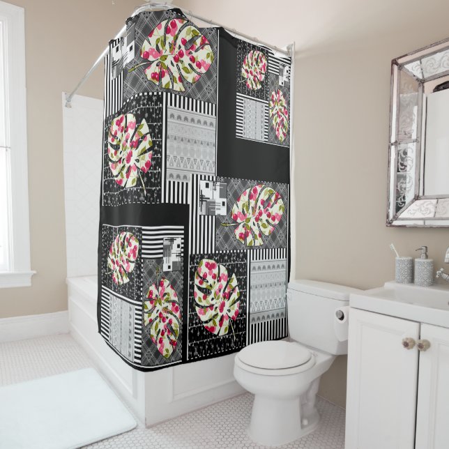 Duschvorhang Abstrakte Patchwork-Steppdecke (Beispiel)