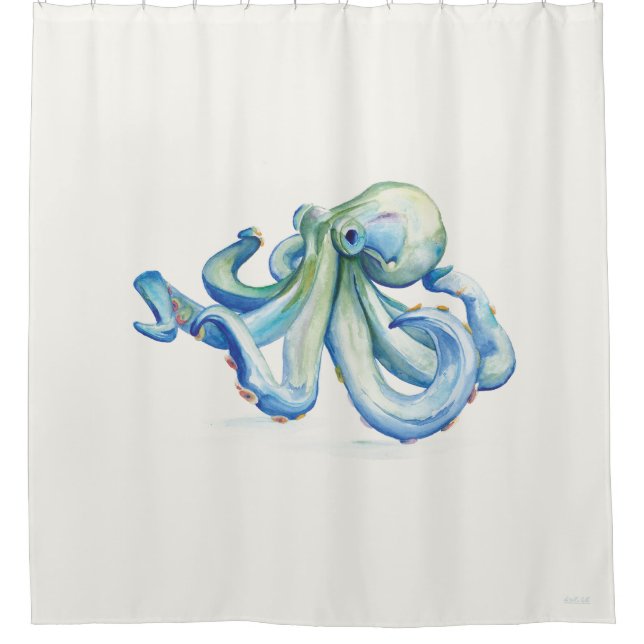 Duschvorhang am Ufer des Blue Octopus (Vorderseite)