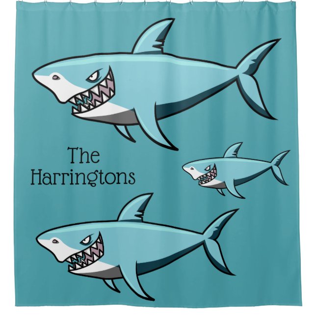 Duschvorhang aus coolem Hai individuelle Name (Vorderseite)