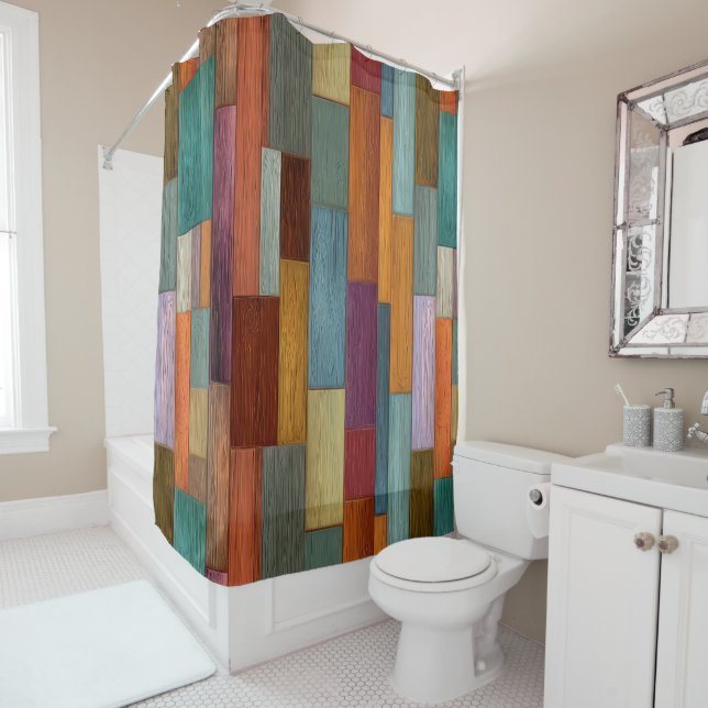 Duschvorhang aus Holzplanken (Beispiel)