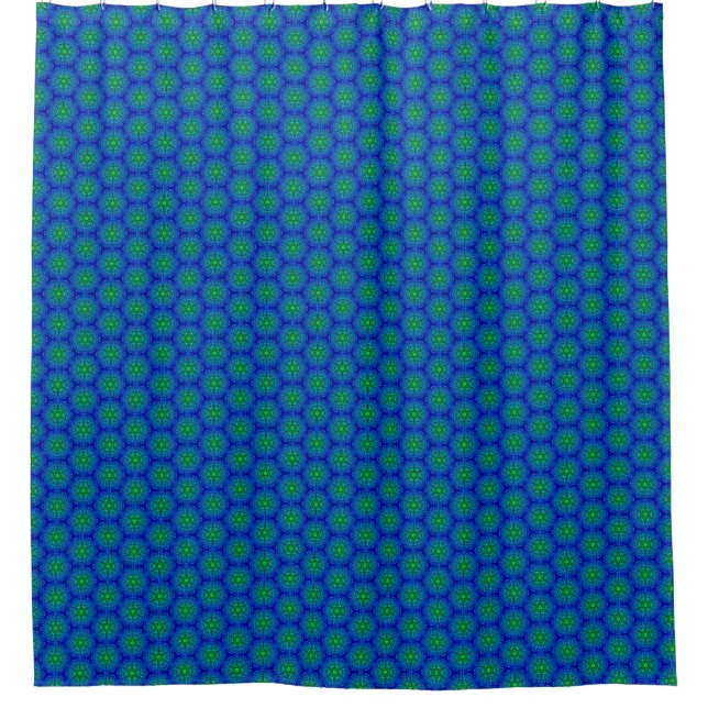 Duschvorhang aus Mosaik Tile Blau und Grün (Vorderseite)