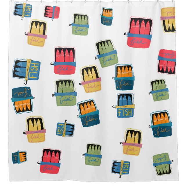 Duschvorhang aus Zinnfischen (Vorderseite)