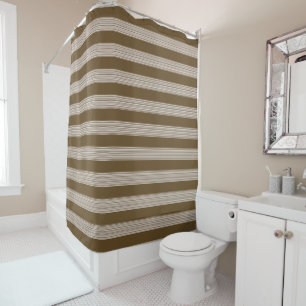 Duschvorhang Beige Braun Streifen