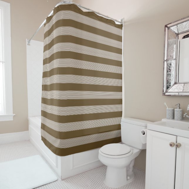 Duschvorhang Beige Braun Streifen (Beispiel)