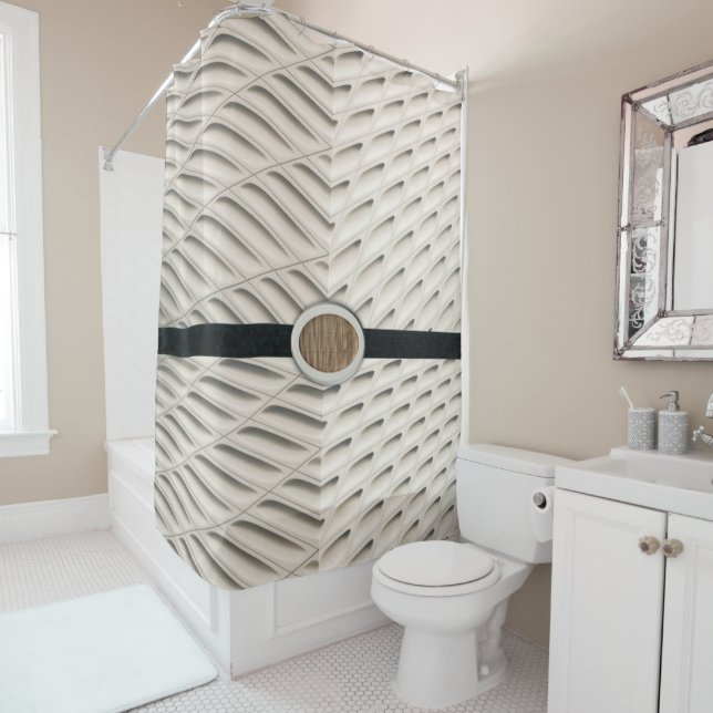 Duschvorhang Beige Schwarz (Beispiel)