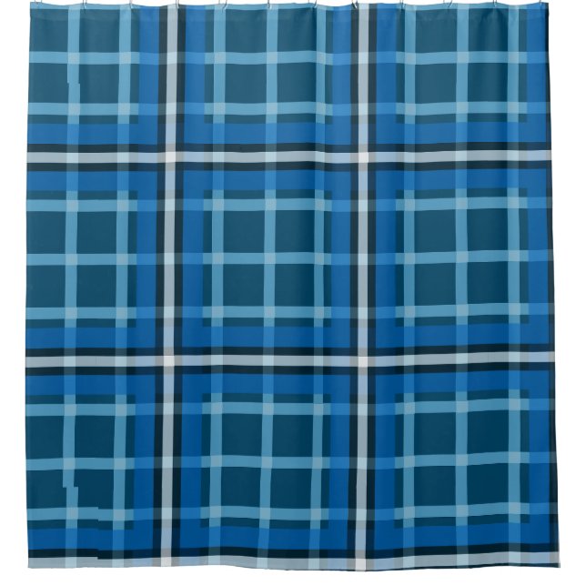 Duschvorhang Blau Tartan Karo Karomuster (Vorderseite)