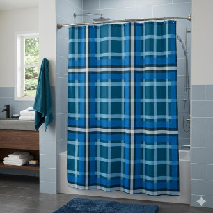 Duschvorhang Blau Tartan Karo Karomuster