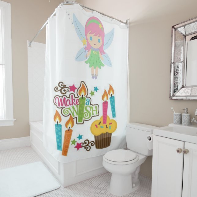 Duschvorhang Blumen machen einen Wunsch (Beispiel)