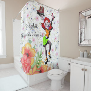 Duschvorhang Blumen Skaten Spaß machen