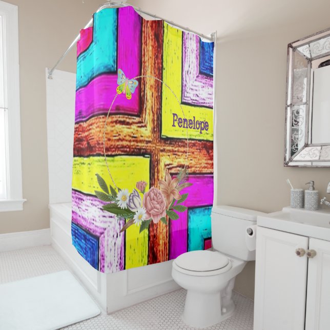 Duschvorhang Blütenschmetterling (Beispiel)