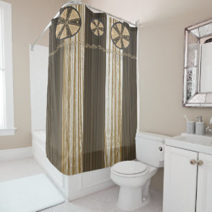 Duschvorhang Circular beige braune Streifen