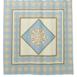 Duschvorhang Cremedallien auf Himmelblau