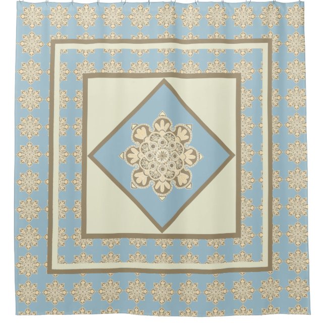 Duschvorhang Cremedallien auf Himmelblau (Vorderseite)