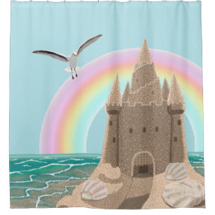 Duschvorhang der Sandcastle-Seemöwe (Regenbogen)
