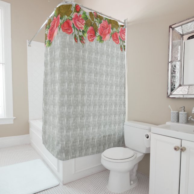 Duschvorhang floral Grau (Beispiel)