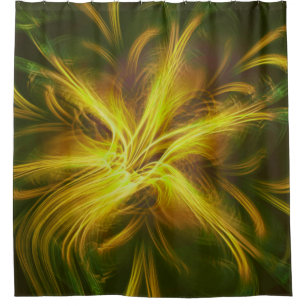 Duschvorhang Fraktal Blume Gelbe Palette