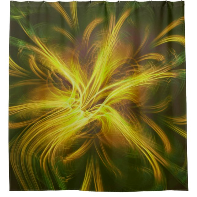 Duschvorhang Fraktal Blume Gelbe Palette (Vorderseite)