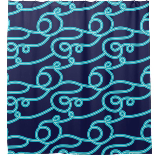 Duschvorhang für aquamarin- und Navy-Blue-Beach-Th (Vorderseite)