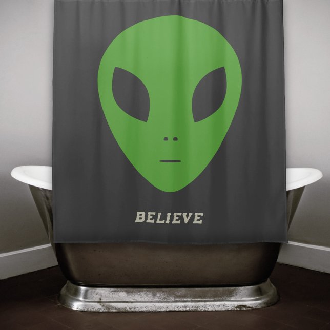 Duschvorhang für grüne Alien (Green Alien Black Shower Curtain)