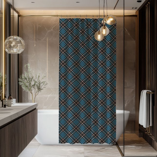Duschvorhang für Männer in mutigem blauem Karomust (Shower Curtain for Men Bold Blue Plaid Style)