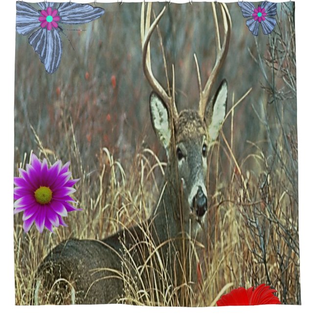 Duschvorhang für wild lebende Hirsche Blume (Vorderseite)