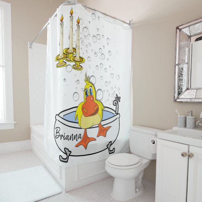 Duschvorhang gelbe Kicherbläschen Kerzen (Beispiel)