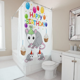 Duschvorhang glücklich Geburtstag Possum