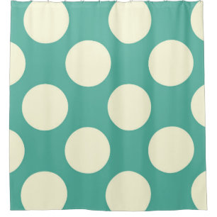 Duschvorhang große Kreise Dots Grüne Creme