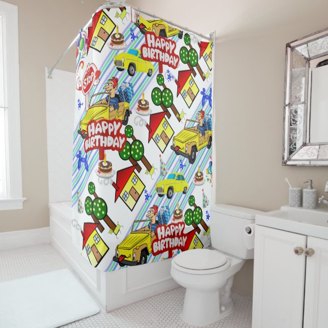 Duschvorhang Happy Birthday Boys Cars Hunde (Beispiel)