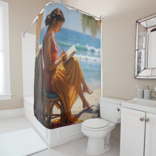 Duschvorhang im Beach House mit individueller Abbi (Beispiel)