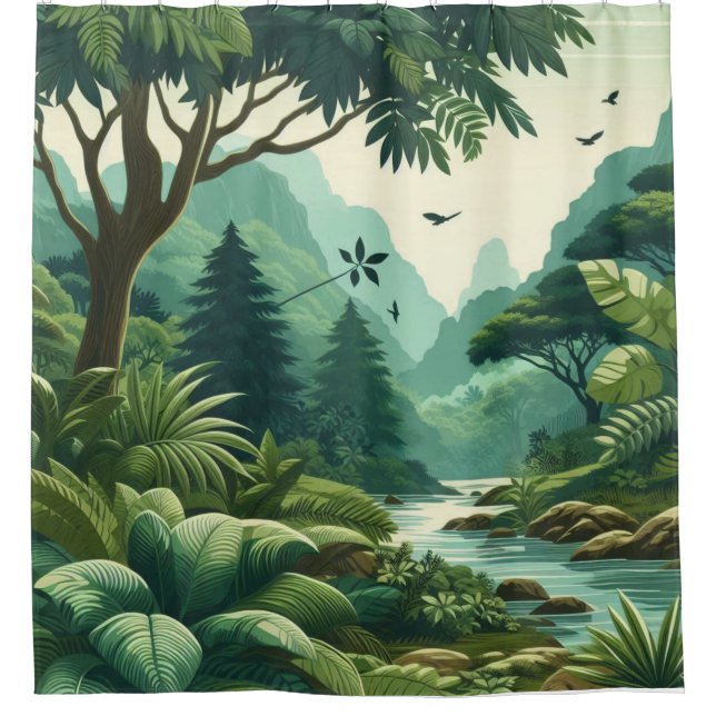 Duschvorhang im grünen Tal (Vorderseite)