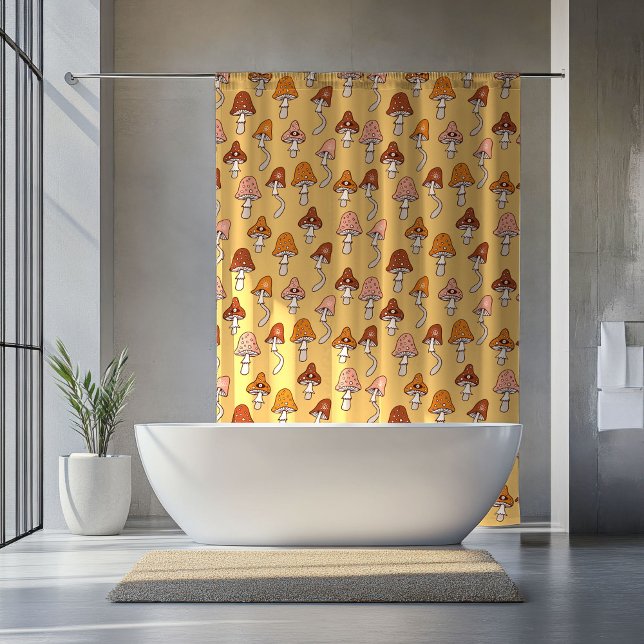 Duschvorhang im Mid-Century-Stil Kupfer & Rosa Pop (Mid-Century Shower Curtain Copper & Pink Pop)