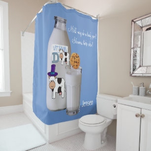 Duschvorhang Kuh Milch Blue Vitamin D