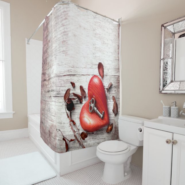 Duschvorhang Land Holzschlüssel für mein Herz rust (Beispiel)