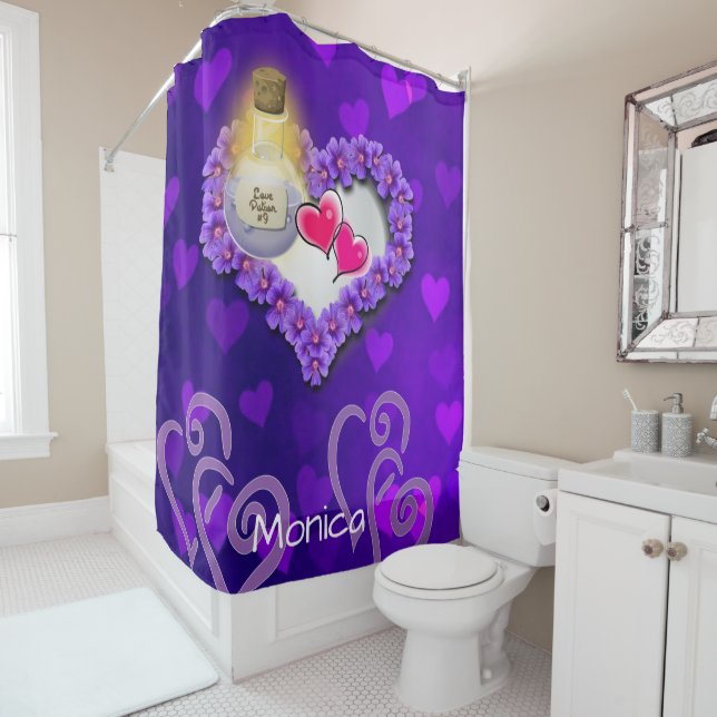 Duschvorhang Lila Herzen rosa Herzen (Beispiel)