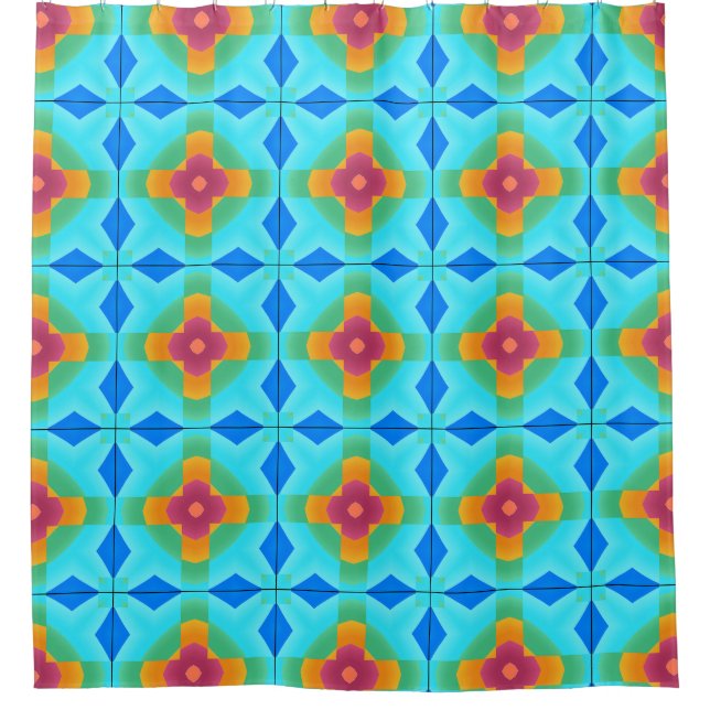 Duschvorhang, mehrfarbiges geometrisches Muster Duschvorhang (Vorderseite)